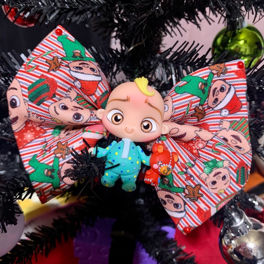 Cocmelon Christmas fabric hair bow